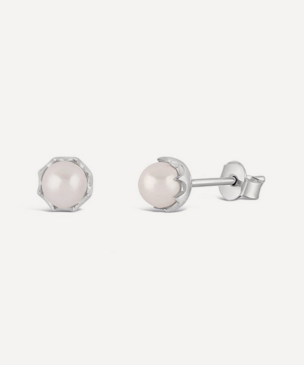 Dinny Hall - Silver Gem Drop Freshwater Pearl Stud Earrings