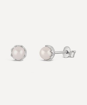 Dinny Hall - Silver Gem Drop Freshwater Pearl Stud Earrings image number 0