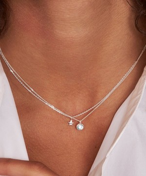 Dinny Hall - Silver Gem Drop Medium Rose Cut Blue Topaz Pendant Necklace image number 1