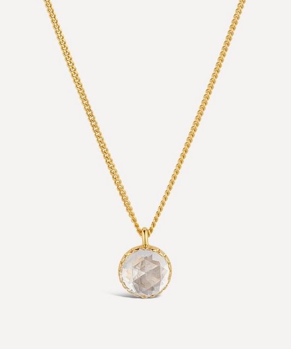Dinny Hall - 22ct Gold Plated Vermeil Silver Gem Drop Medium Rose Cut White Topaz Pendant Necklace image number null