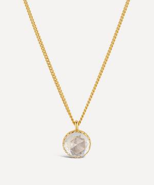 22ct Gold Plated Vermeil Silver Gem Drop Medium Rose Cut White Topaz Pendant Necklace