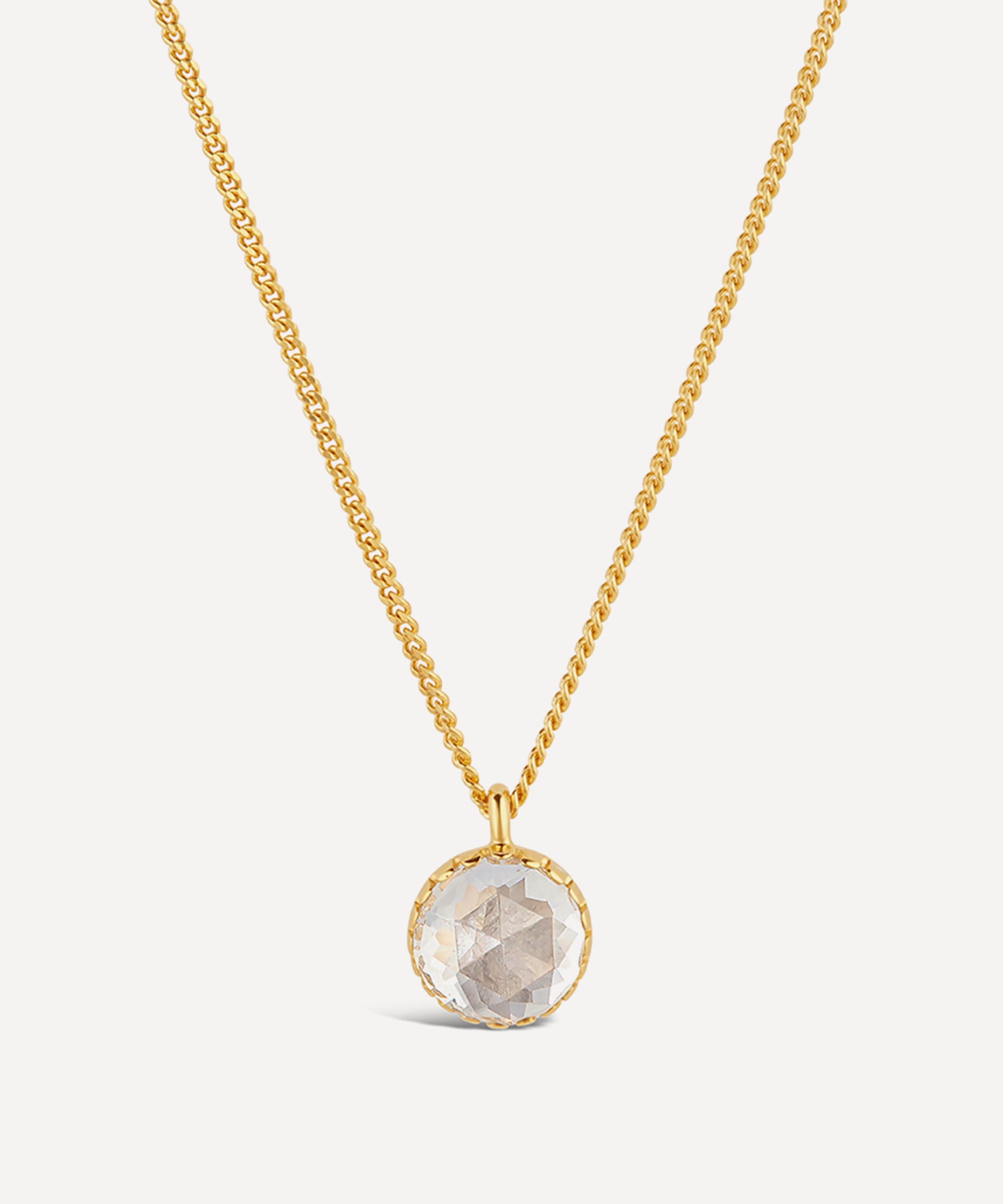 Dinny Hall - 22ct Gold Plated Vermeil Silver Gem Drop Medium Rose Cut White Topaz Pendant Necklace