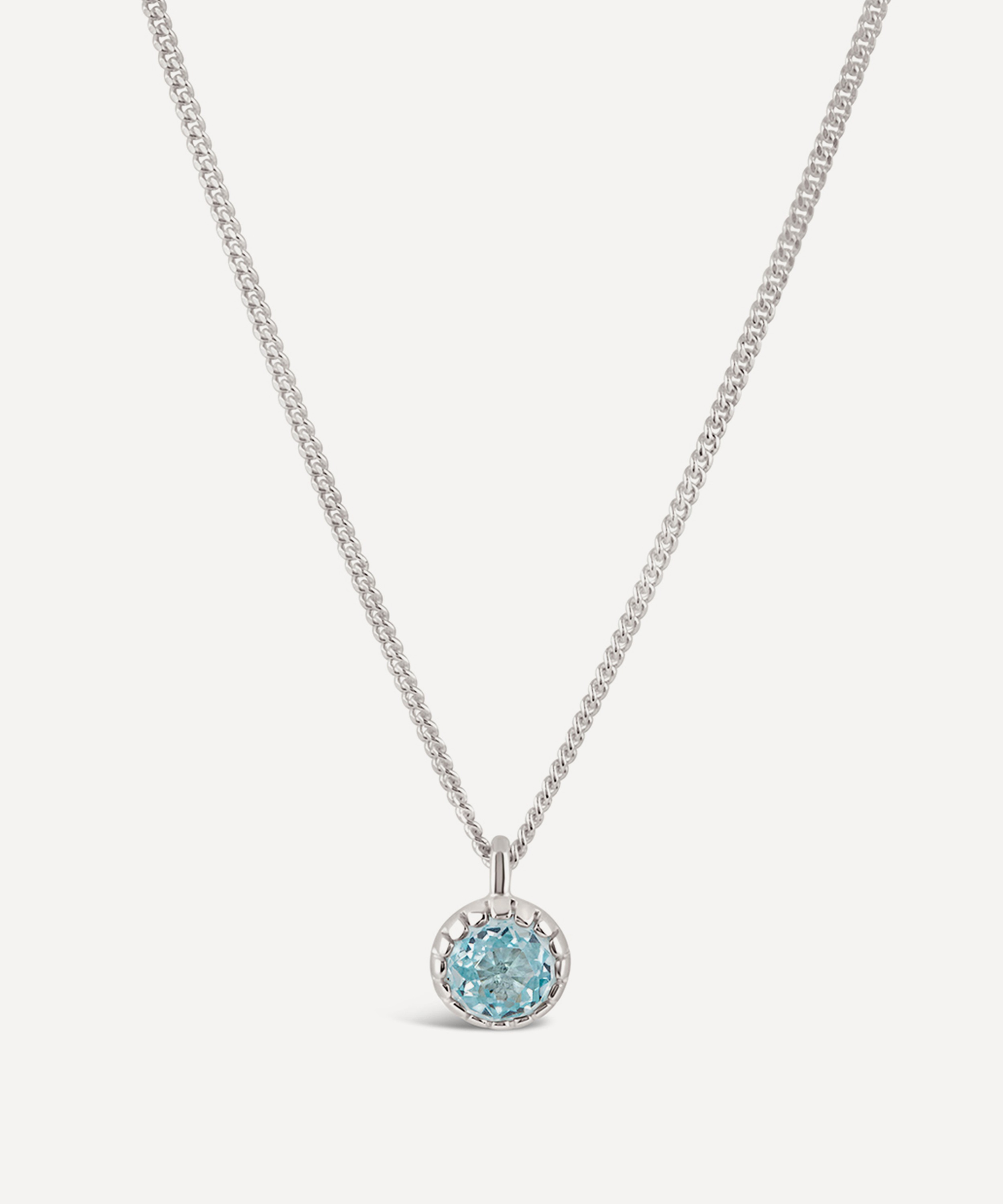 Dinny Hall - Silver Gem Drop Small Rose Cut Blue Topaz Pendant Necklace image number 0