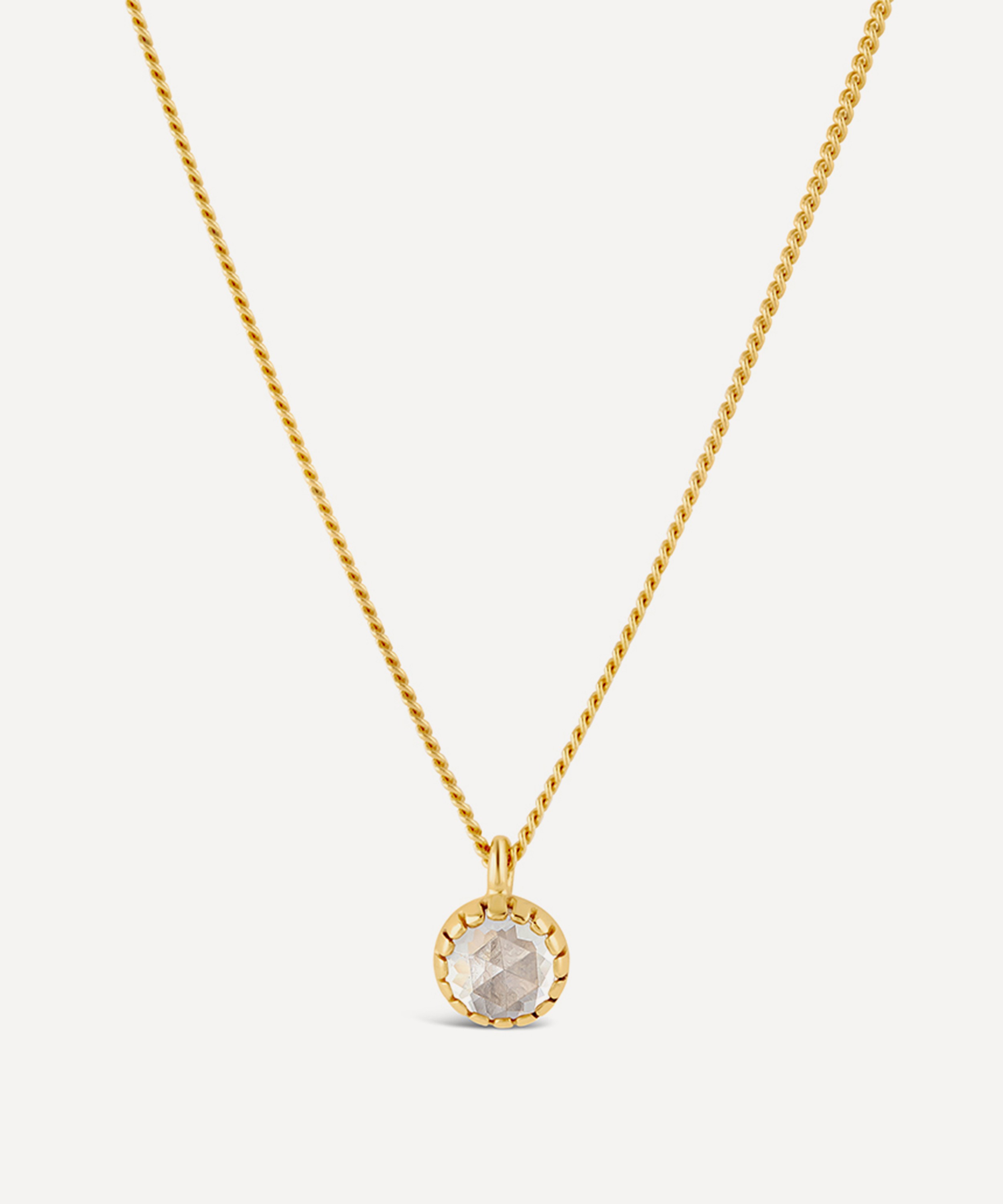 Dinny Hall - 22ct Gold Plated Vermeil Silver Gem Drop Small Rose Cut White Topaz Pendant Necklace