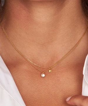 Dinny Hall - 22ct Gold Plated Vermeil Silver Gem Drop Small Rose Cut White Topaz Pendant Necklace image number 1
