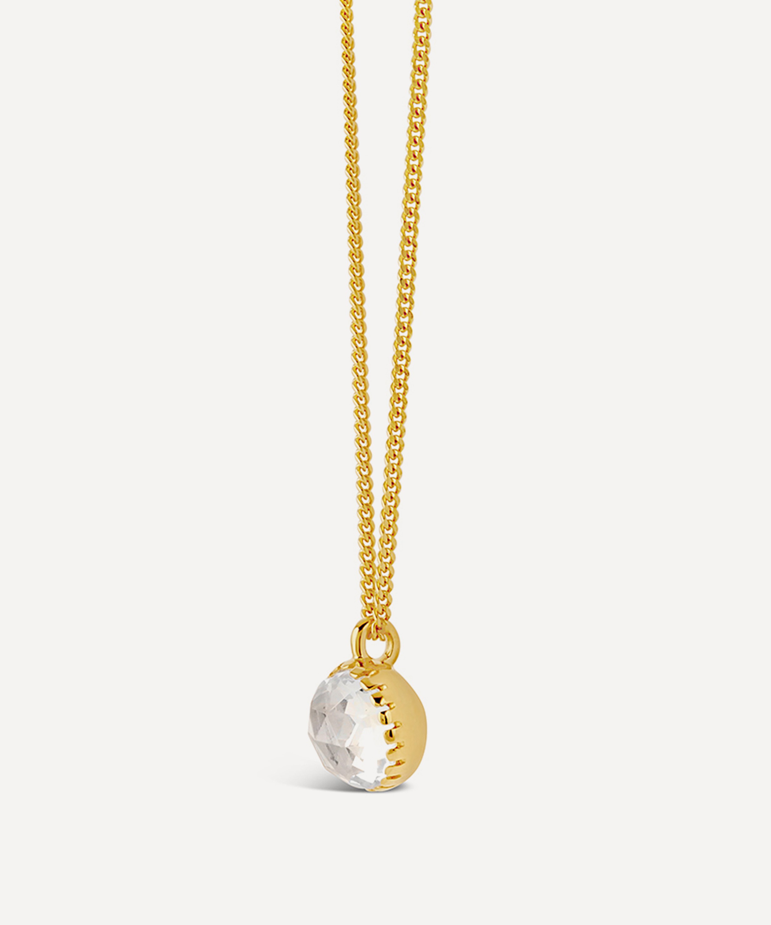 Dinny Hall - 22ct Gold Plated Vermeil Silver Gem Drop Small Rose Cut White Topaz Pendant Necklace image number 2