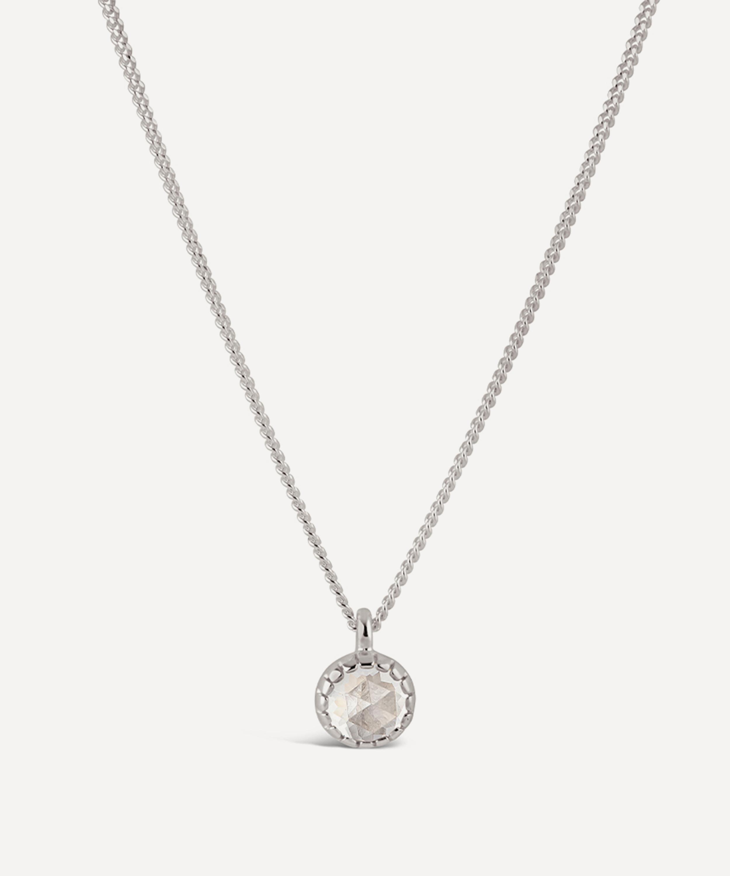 Dinny Hall - Silver Gem Drop Small Rose Cut White Topaz Pendant Necklace