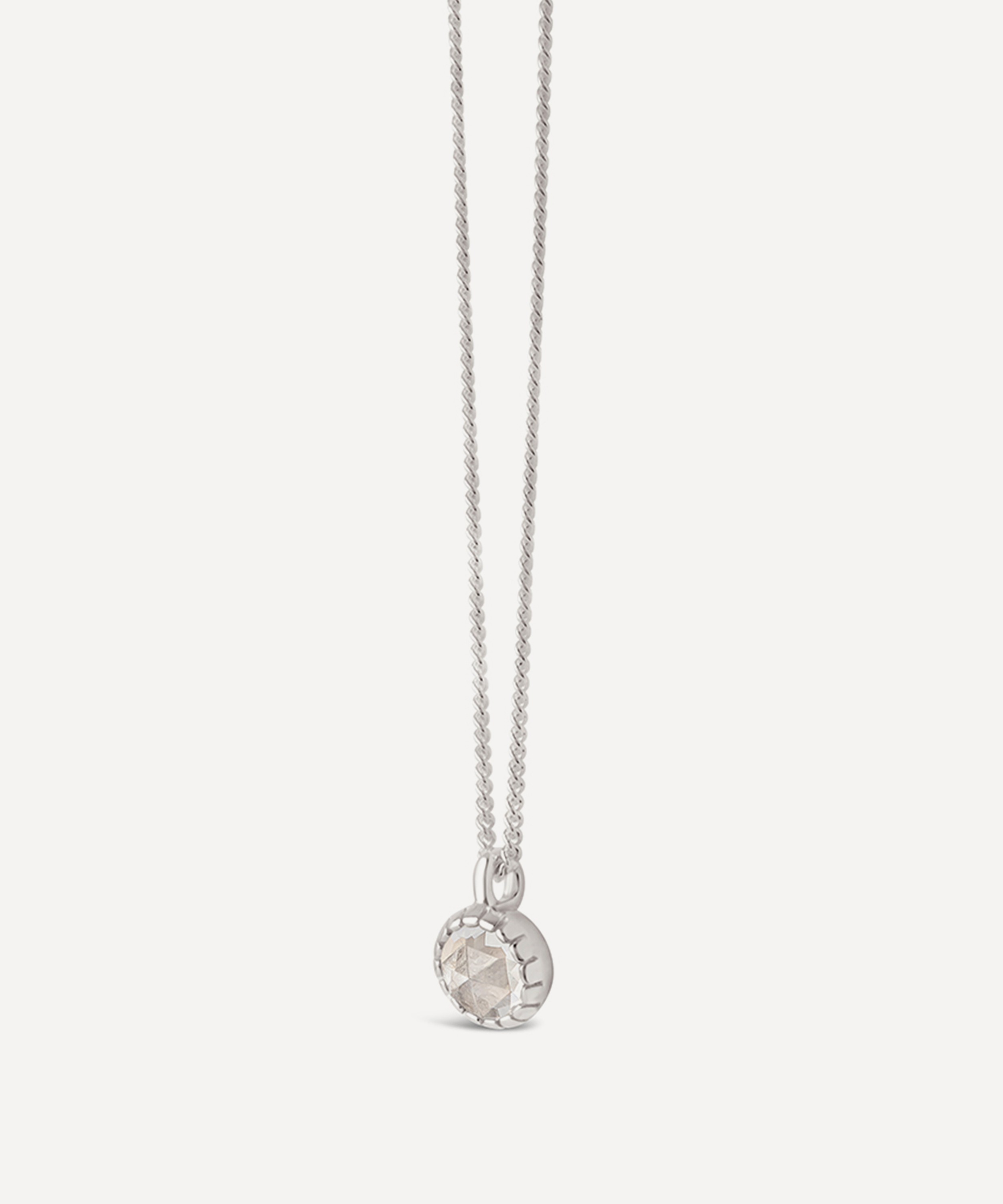 Dinny Hall - Silver Gem Drop Small Rose Cut White Topaz Pendant Necklace image number 2