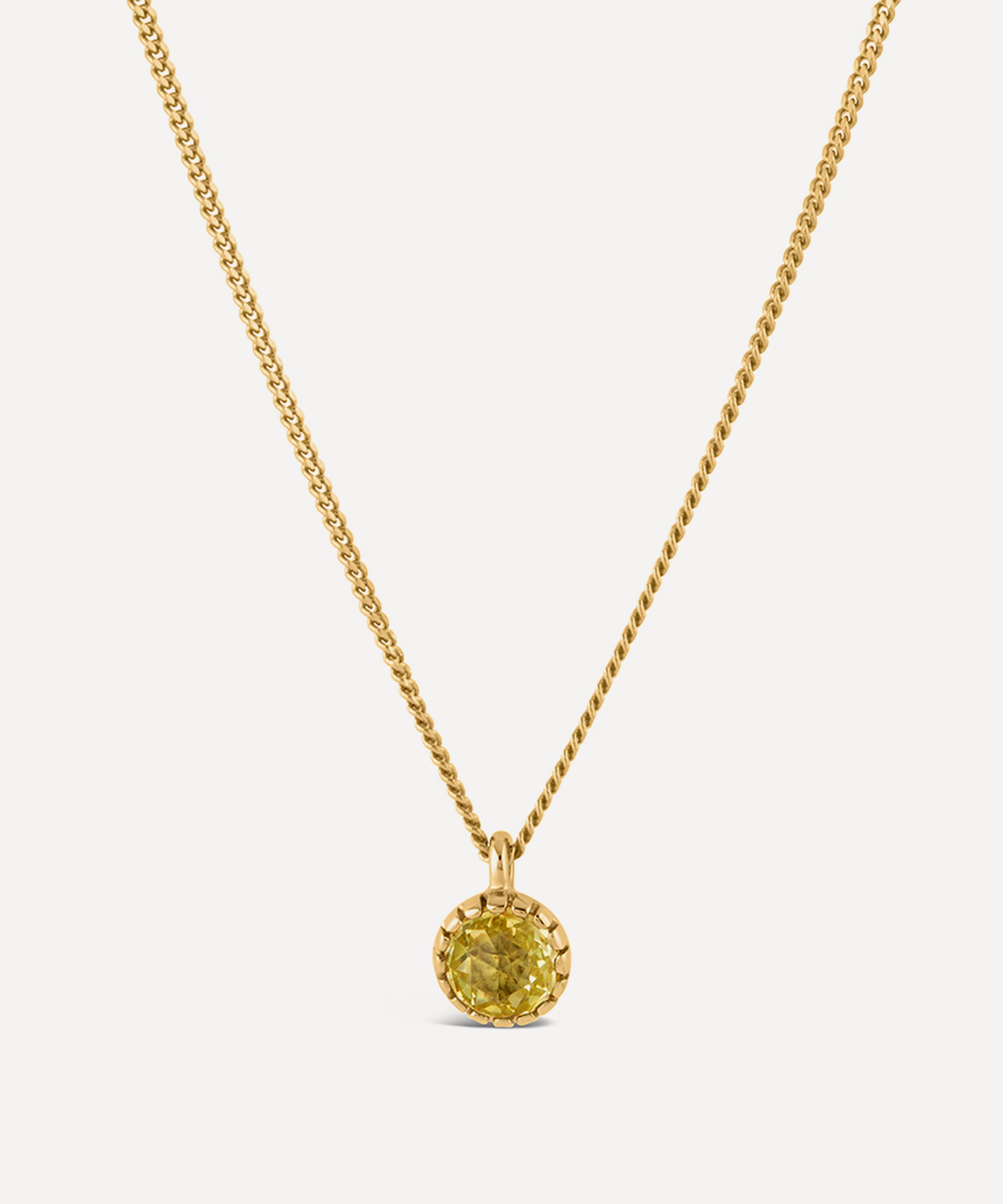Dinny Hall - 22ct Gold Plated Vermeil Silver Gem Drop Small Rose Cut Lemon Quartz Pendant Necklace image number 