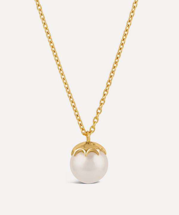 Dinny Hall - 22ct Gold Plated Vermeil Silver Gem Drop Large Freshwater Pearl Pendant Necklace
