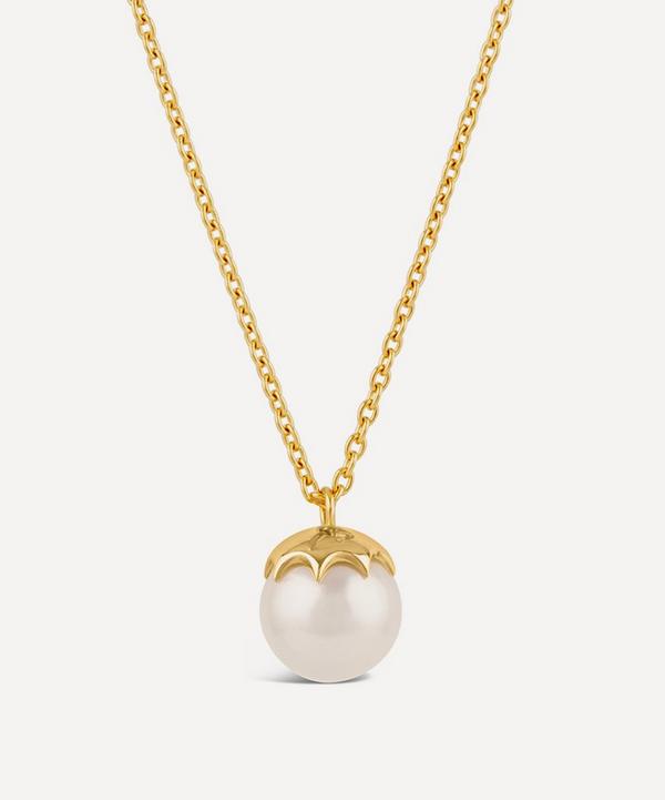 Dinny Hall - 22ct Gold Plated Vermeil Silver Gem Drop Large Freshwater Pearl Pendant Necklace image number null