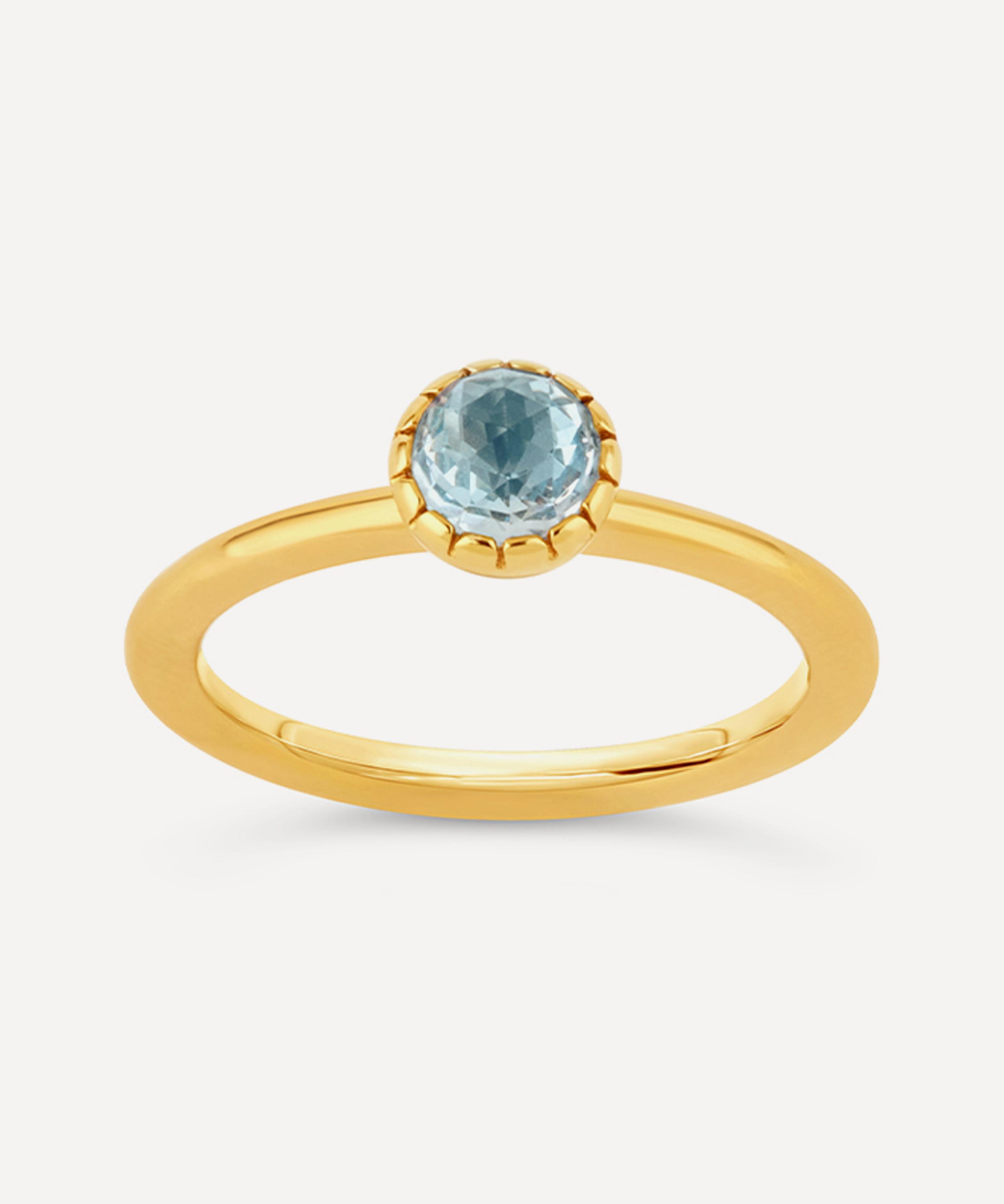 Dinny Hall - 22ct Gold Plated Vermeil Silver Gem Drop Rose Cut Blue Topaz Stacking Ring image number 0
