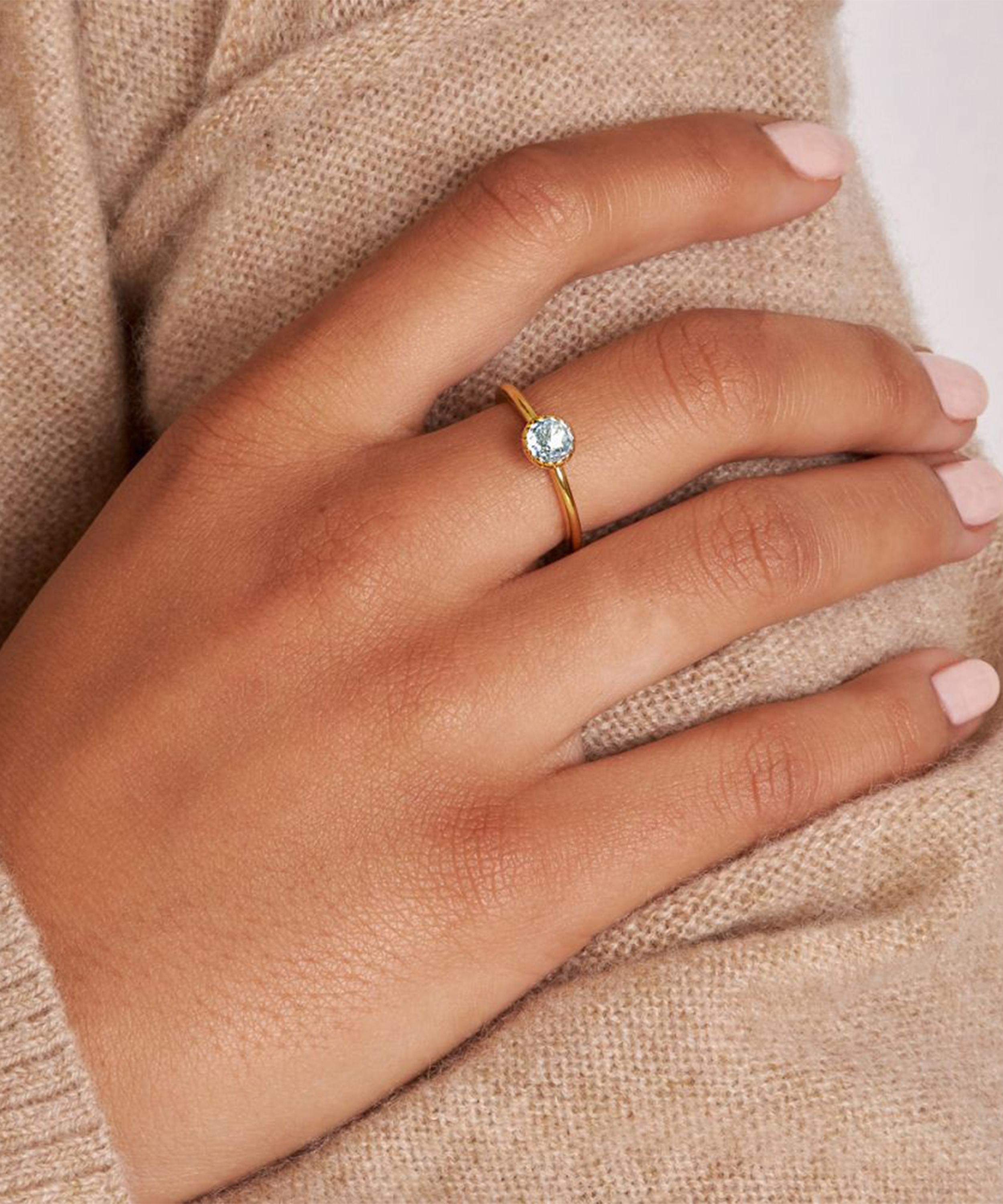 Dinny Hall - 22ct Gold Plated Vermeil Silver Gem Drop Rose Cut Blue Topaz Stacking Ring image number 1