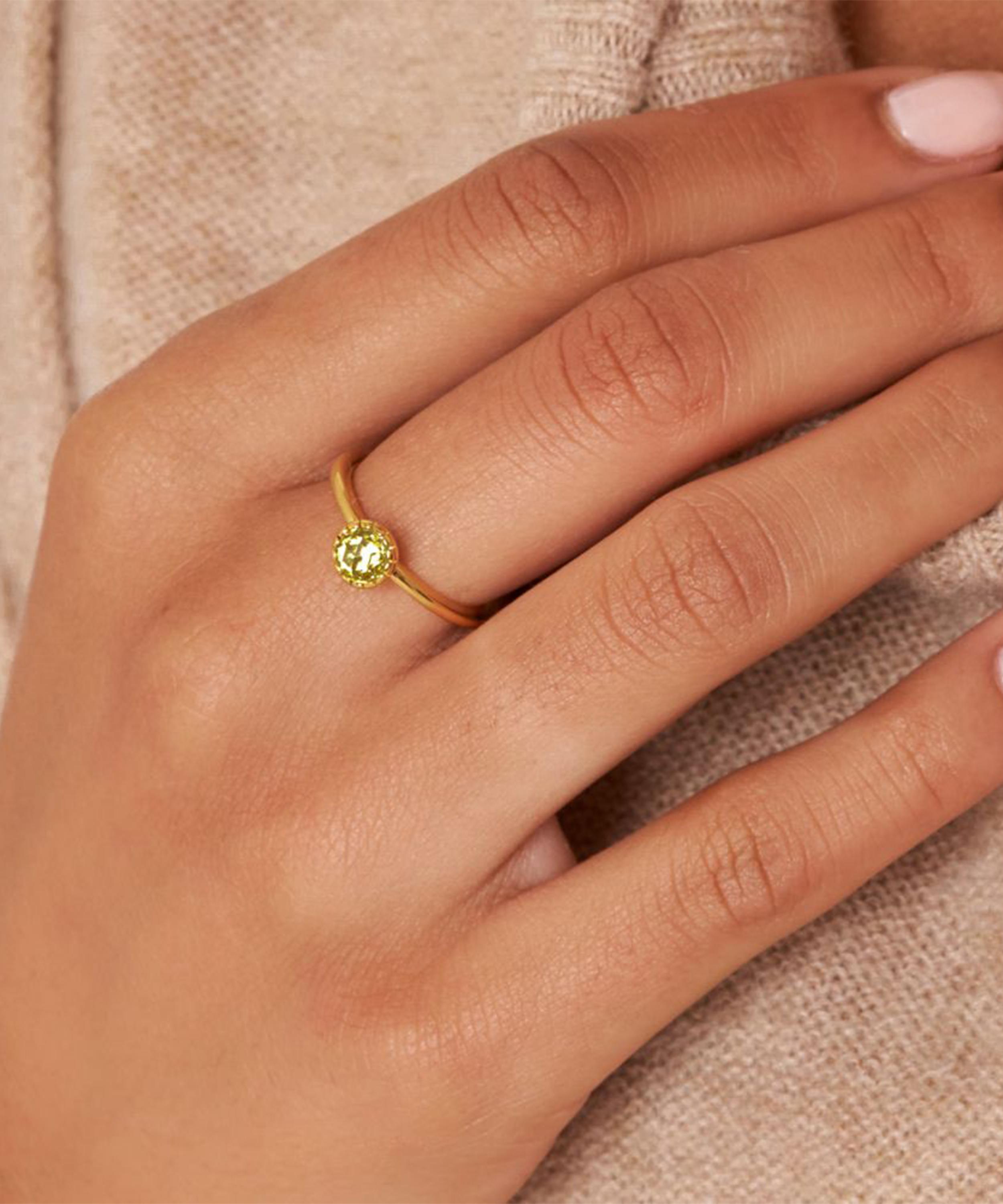 Dinny Hall - 22ct Gold Plated Vermeil Silver Gem Drop Rose Cut Lemon Quartz Stacking Ring image number 1