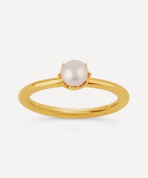 Dinny Hall - 22ct Gold Plated Vermeil Silver Gem Drop Freshwater Pearl Stacking Ring image number 0