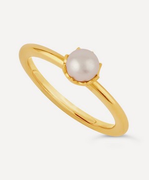 Dinny Hall - 22ct Gold Plated Vermeil Silver Gem Drop Freshwater Pearl Stacking Ring image number 2