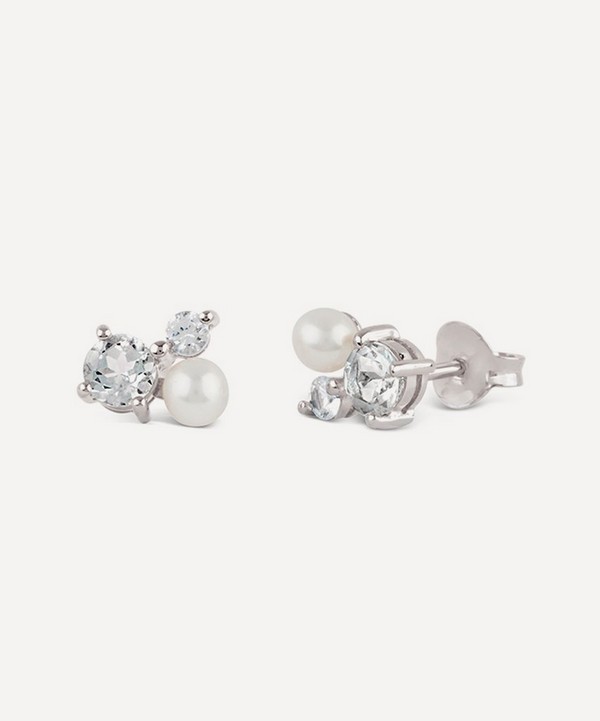 Dinny Hall - Silver Gem Drop Multi-Stone Trilogy Stud Earrings image number null