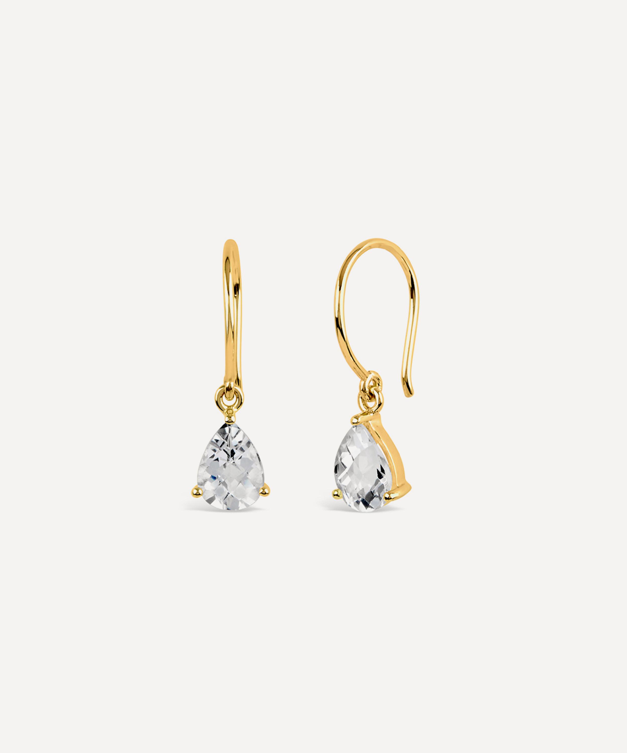 Dinny Hall - 22ct Gold Plated Vermeil Silver Gem Drop White Topaz Drop Earrings image number 0