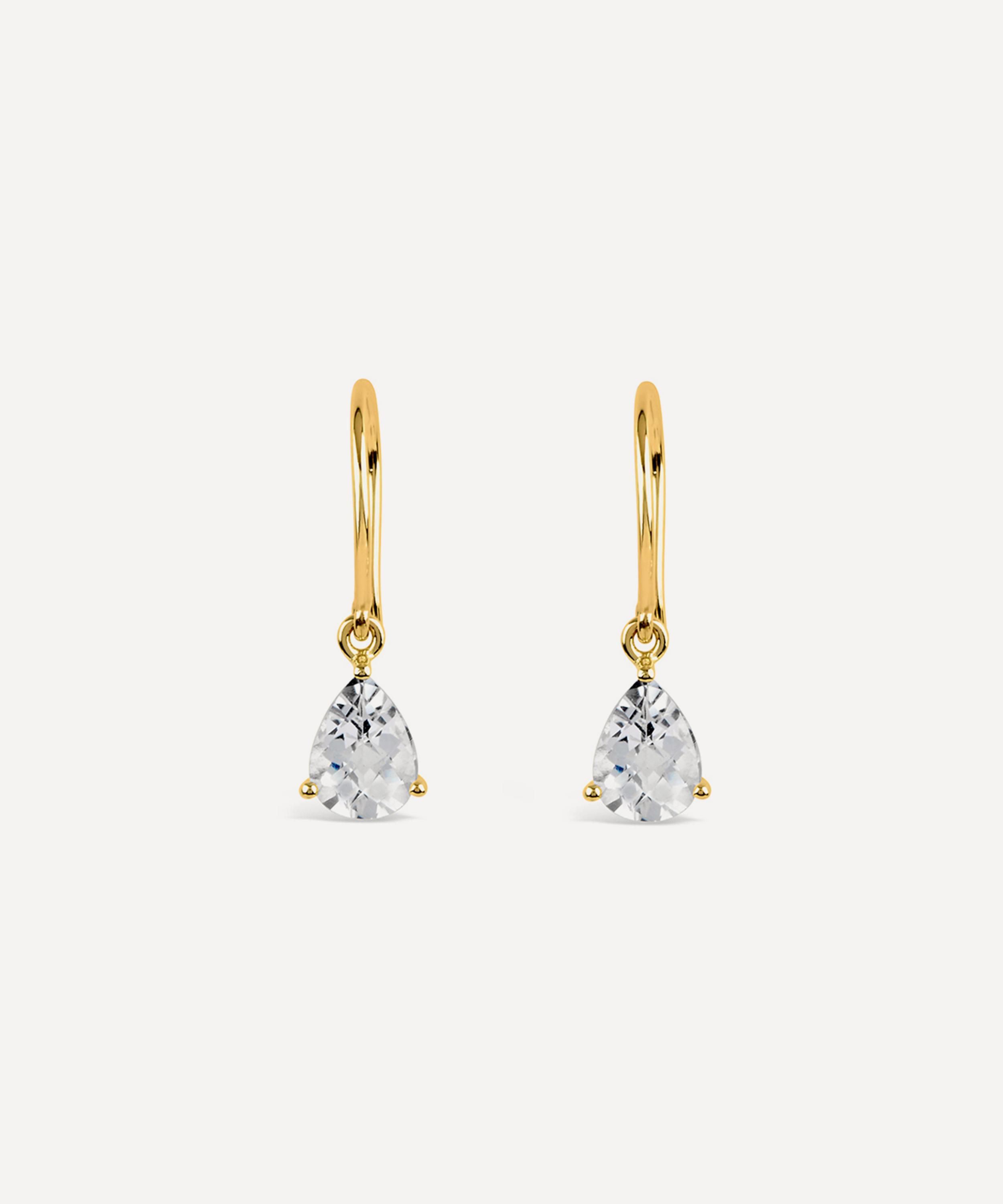 Dinny Hall - 22ct Gold Plated Vermeil Silver Gem Drop White Topaz Drop Earrings image number 1