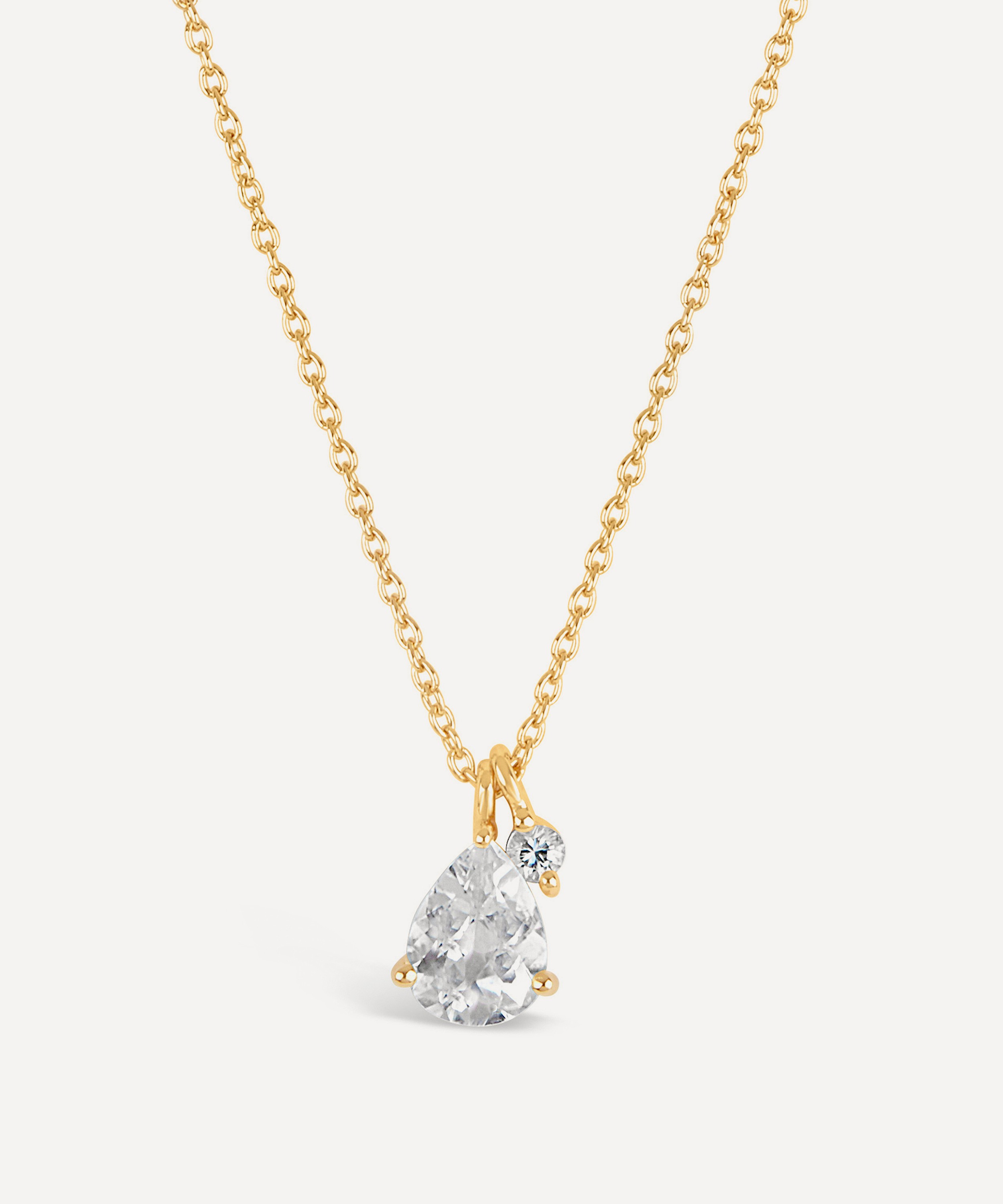 Dinny Hall - 22ct Gold Plated Vermeil Silver Gem Drop White Topaz and White Sapphire Pendant Necklace image number null
