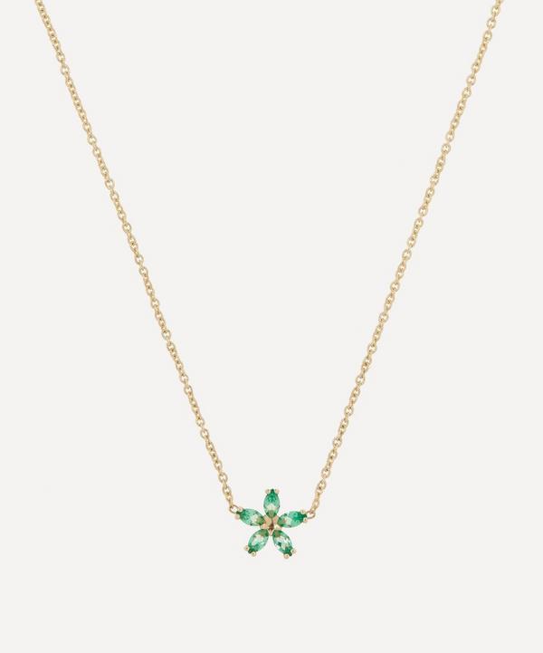 Liberty - 9ct Gold Bloomy Emerald Pendant Necklace image number null