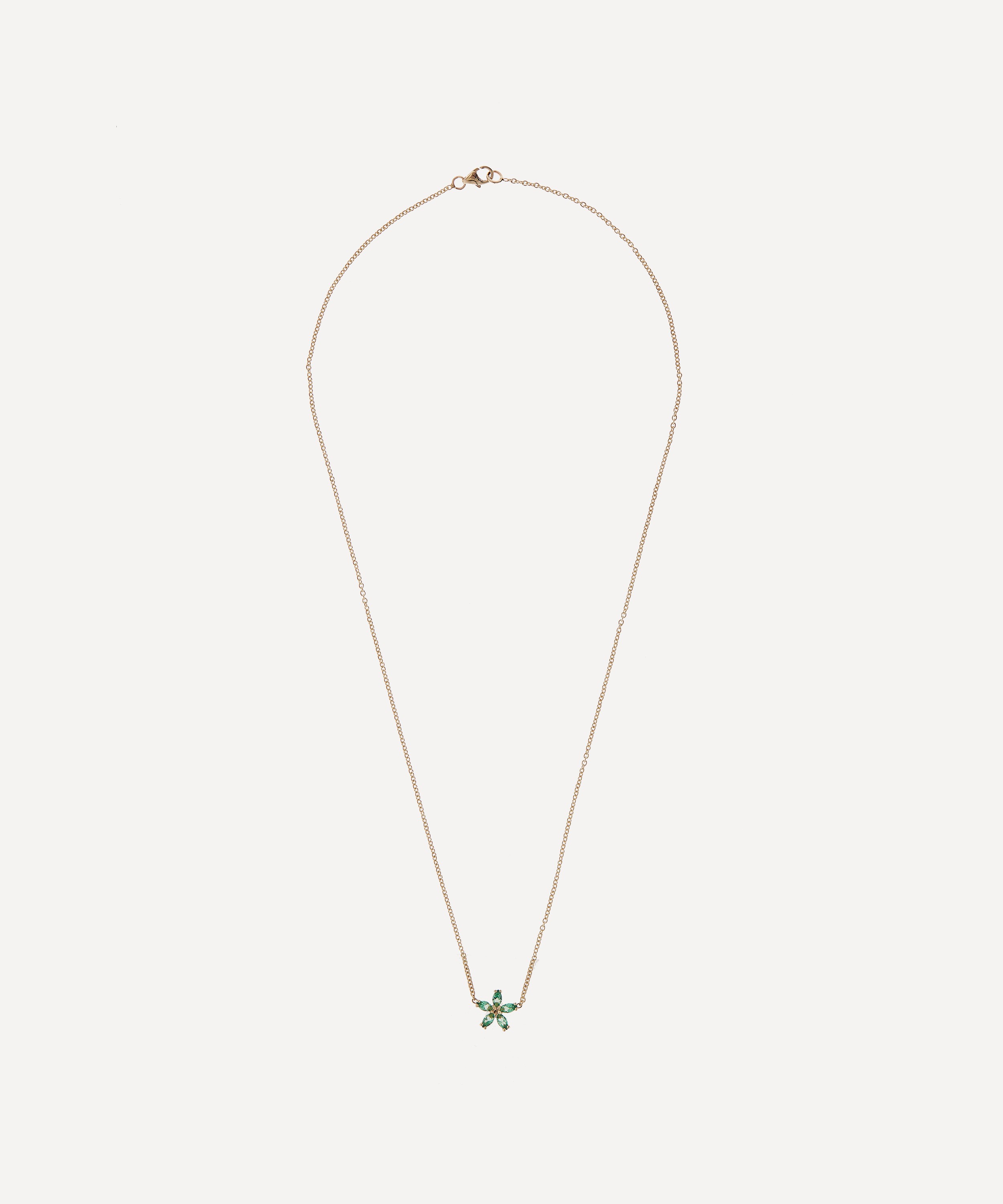 Liberty - 9ct Gold Bloomy Emerald Pendant Necklace image number 2