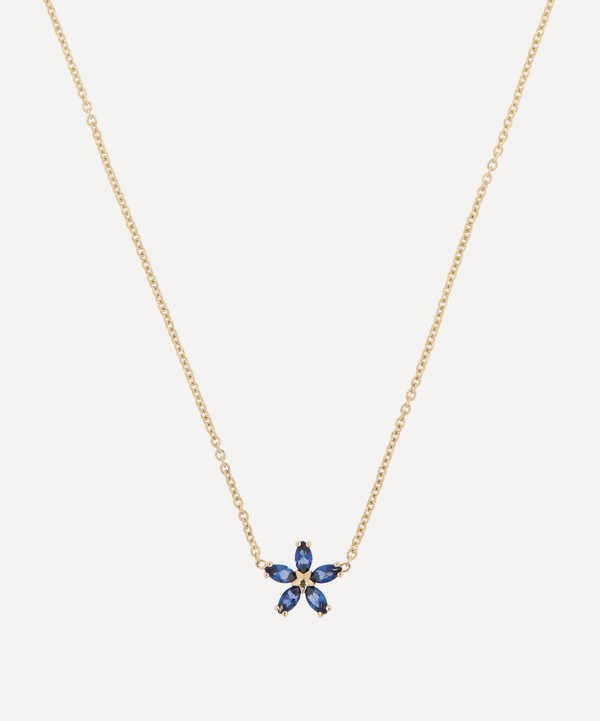 Liberty - 9ct Gold Bloomy Blue Sapphire Pendant Necklace