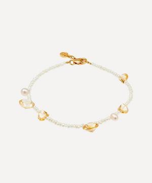 By Pariah - 14ct Gold Plated Vermeil Silver The Dancing Sun Citrine and Pearl Beaded Bracelet image number 0
