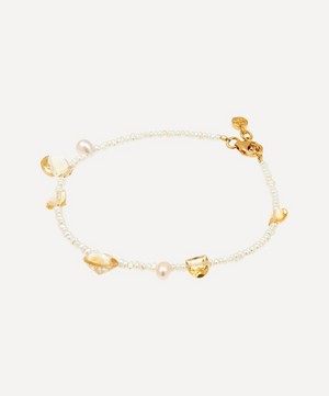 By Pariah - 14ct Gold Plated Vermeil Silver The Dancing Sun Citrine and Pearl Beaded Bracelet image number 2