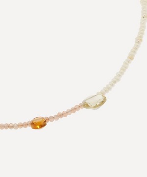 By Pariah - 14ct Gold Plated Vermeil Silver Half Full Lemon Quartz Beaded Necklace image number 2
