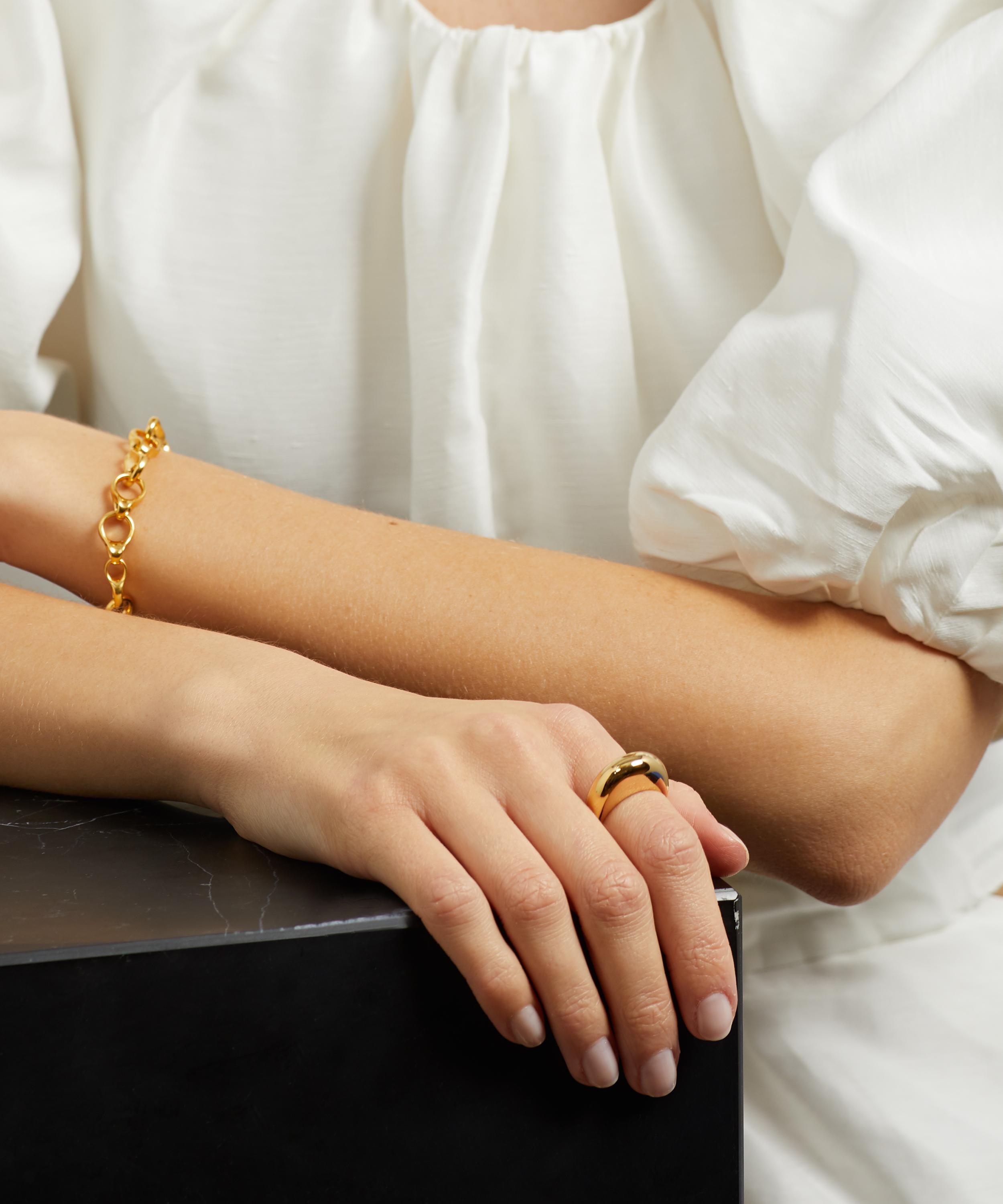 By Pariah - 14ct Gold-Plated Vermeil Silver Curve Band Ring image number 1