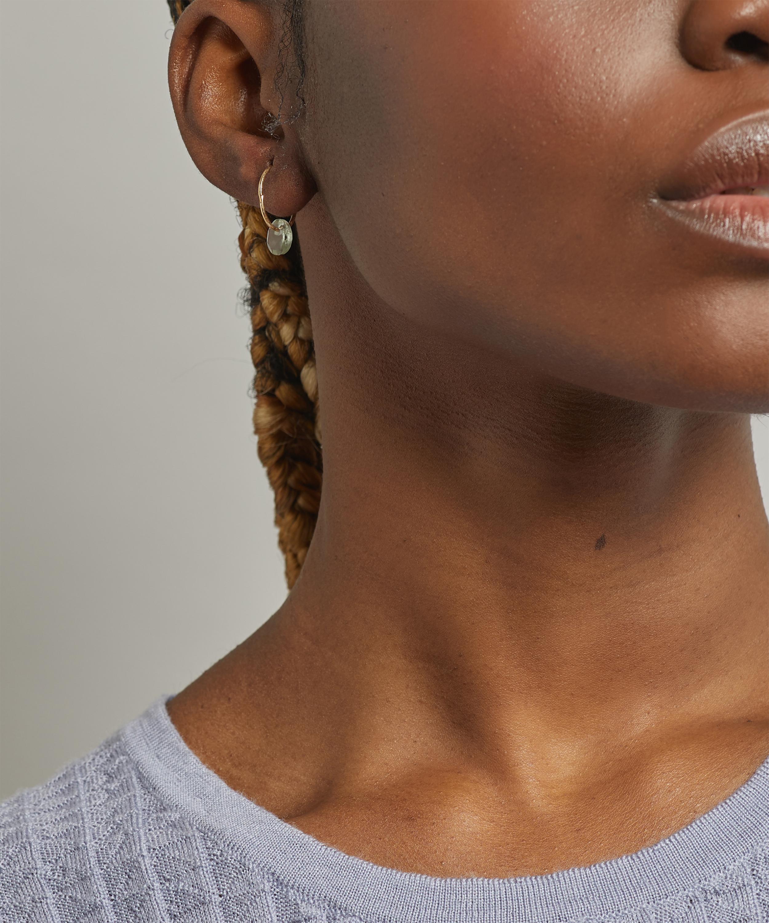 By Pariah - 14ct Gold Rose Cut Green Amethyst Hoop Earrings image number 1
