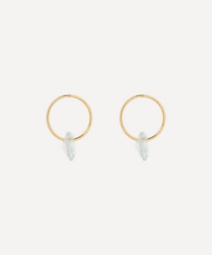 By Pariah - 14ct Gold Rose Cut Green Amethyst Hoop Earrings image number 2