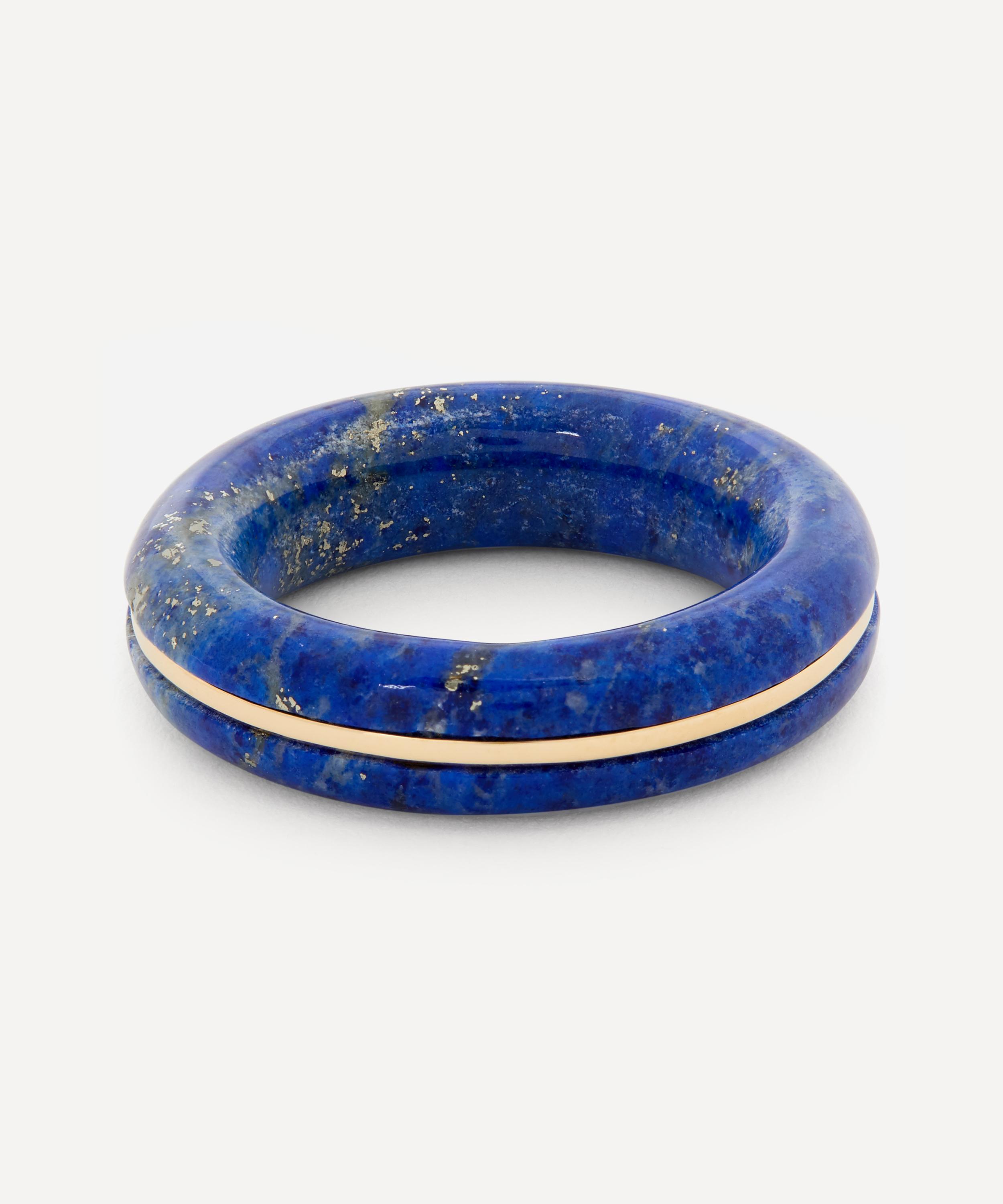 By Pariah - 14ct Gold Essential Lapis Lazuli Stacking Ring image number 2