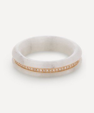 By Pariah - 14ct Gold Stone Linings White Marble and Diamond Ring image number 0