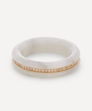 By Pariah - 14ct Gold Stone Linings White Marble and Diamond Ring image number 2