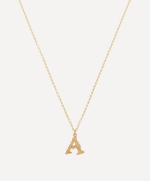 Alex Monroe - 18ct Gold Teeny Tiny Floral Letter A Alphabet Pendant Necklace image number 0