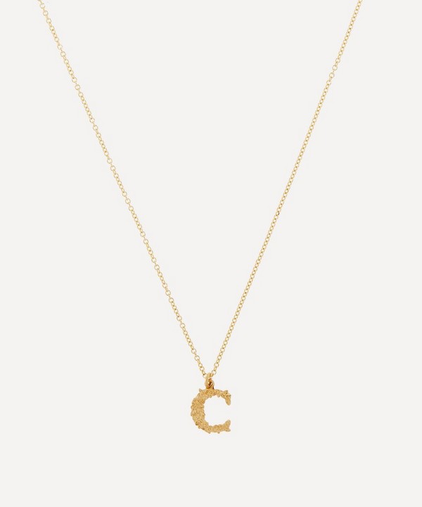 Alex Monroe - 18ct Gold Teeny Tiny Floral Letter C Alphabet Pendant Necklace image number null