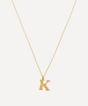 Alex Monroe - 18ct Gold Teeny Tiny Floral Letter K Alphabet Pendant Necklace image number 0