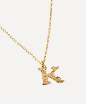 Alex Monroe - 18ct Gold Teeny Tiny Floral Letter K Alphabet Pendant Necklace image number 3