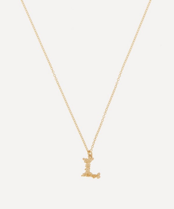 Alex Monroe - 18ct Gold Teeny Tiny Floral Letter L Alphabet Pendant Necklace image number null
