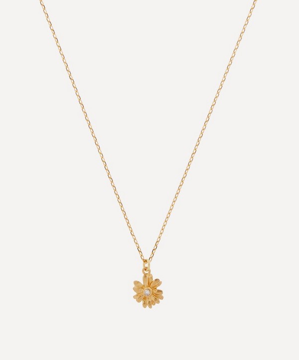 Alex Monroe - 18ct Gold Teeny Tiny Diamond Daisy Pendant Necklace
