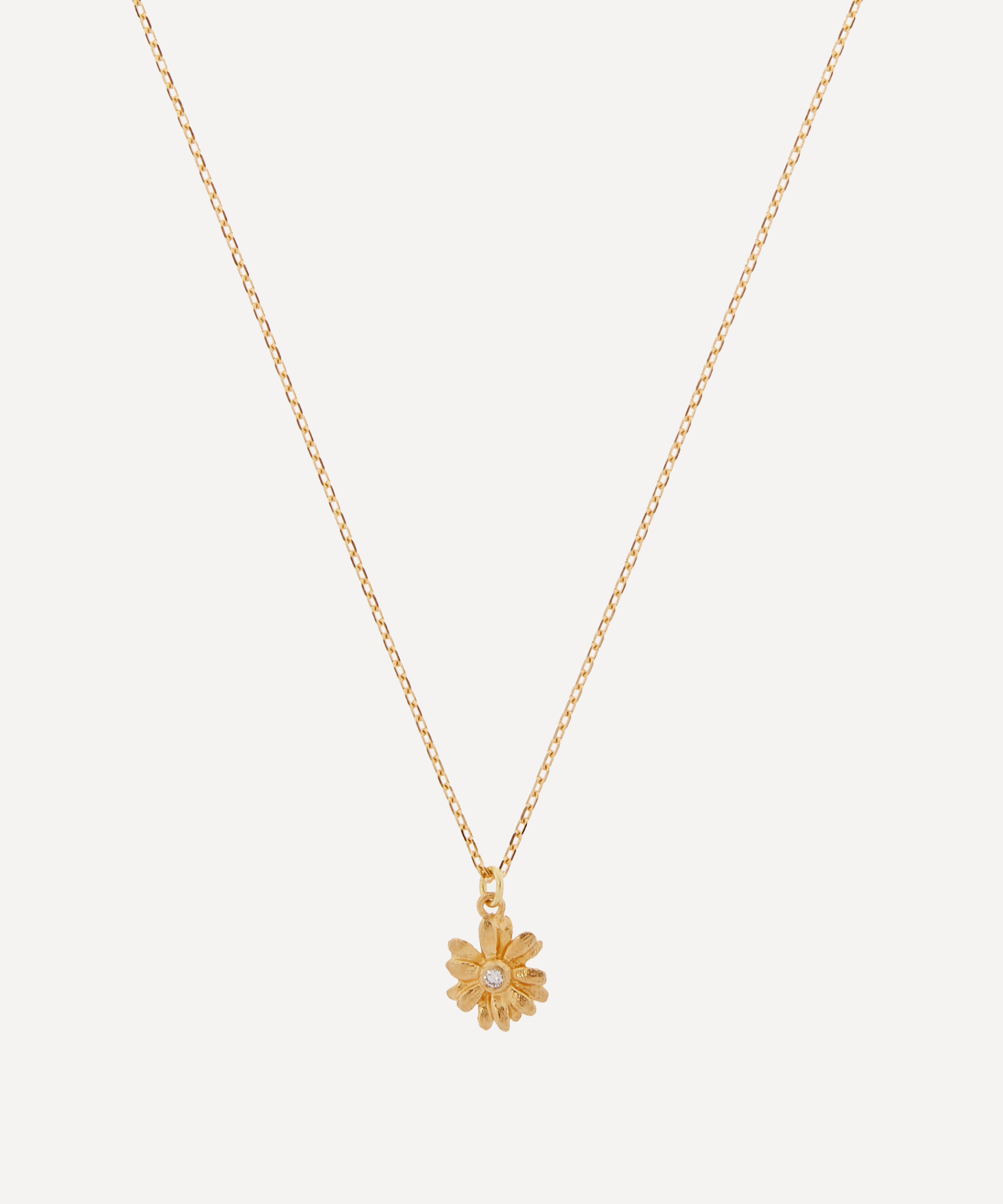 Alex Monroe - 18ct Gold Teeny Tiny Diamond Daisy Pendant Necklace image number 0