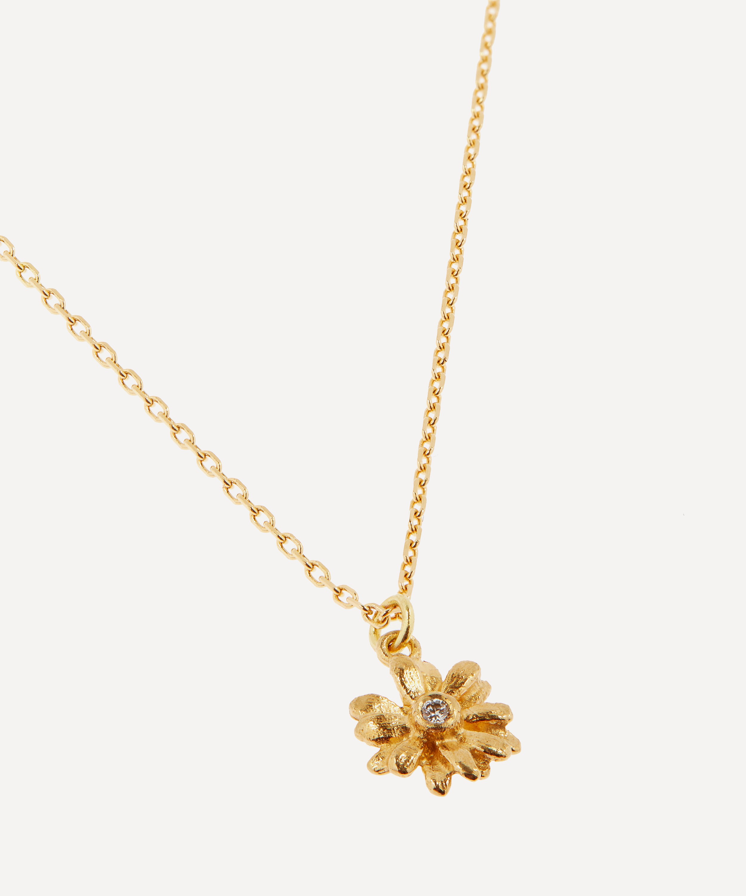 Alex Monroe - 18ct Gold Teeny Tiny Diamond Daisy Pendant Necklace image number 3