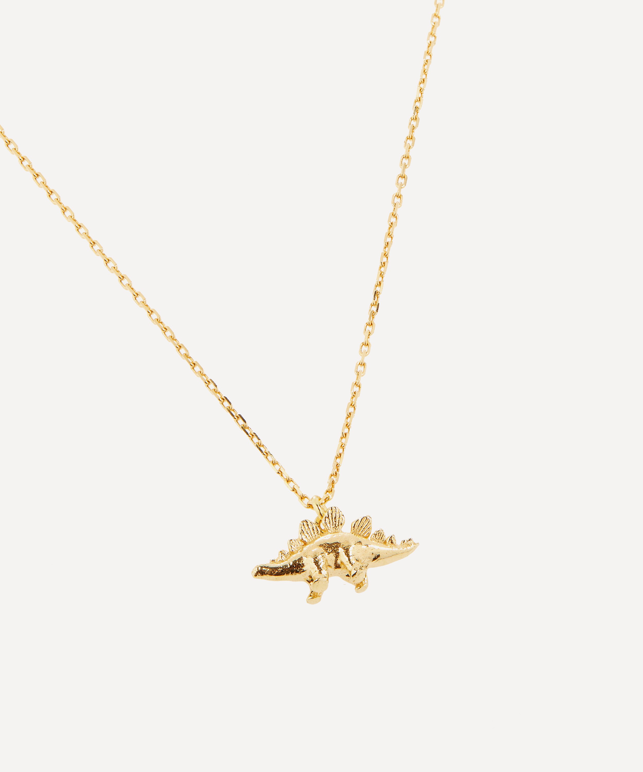 Alex Monroe - 18ct Gold Teeny Tiny Stegosaurus Pendant Necklace image number 3