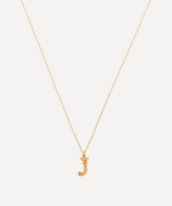 Alex Monroe - 18ct Gold Teeny Tiny Floral Letter J Alphabet Pendant Necklace