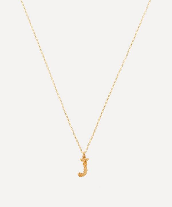 Alex Monroe - 18ct Gold Teeny Tiny Floral Letter J Alphabet Pendant Necklace image number null