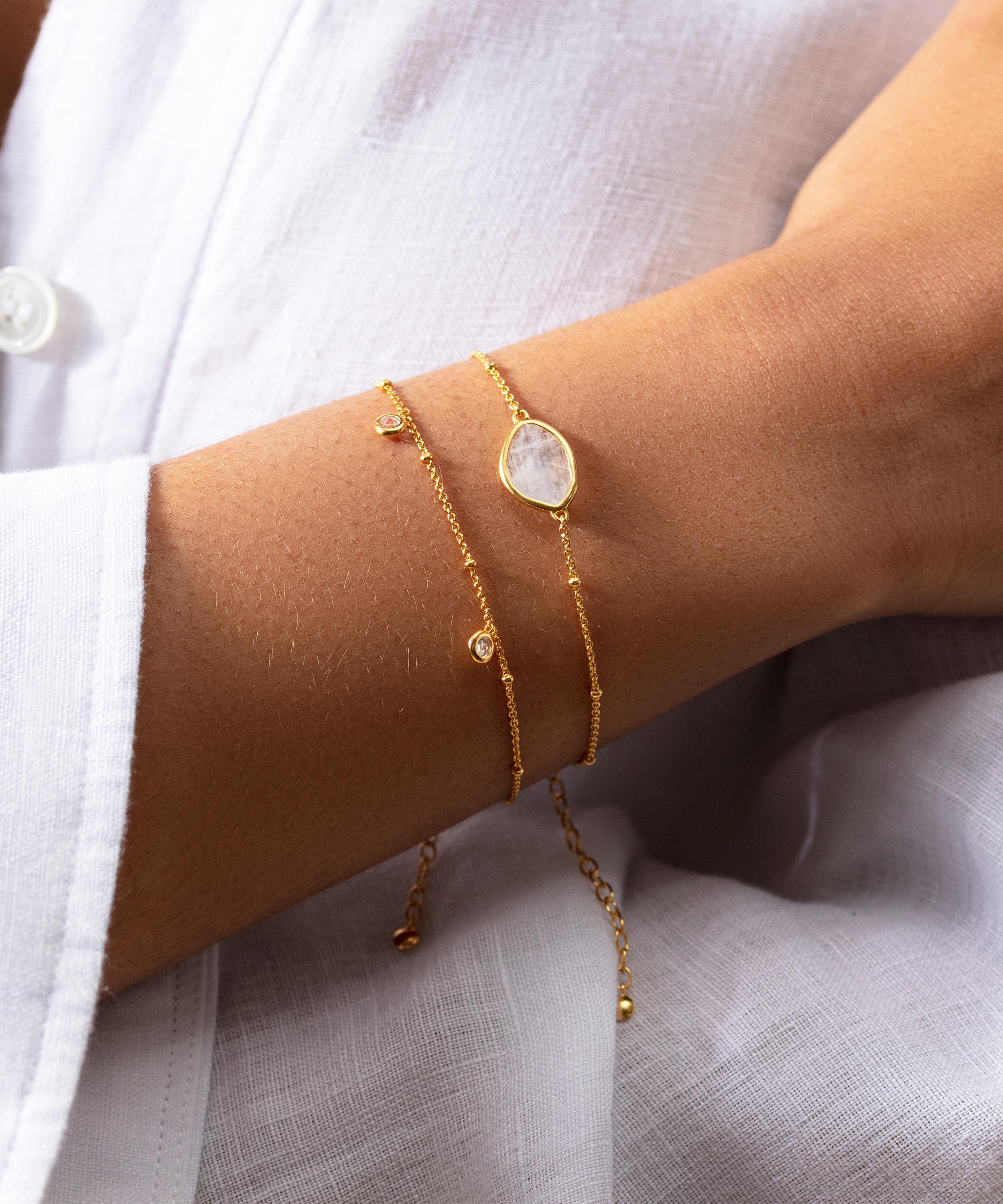 Monica Vinader - 18ct Gold Plated Vermeil Silver Mini White Topaz Bracelet image number 1