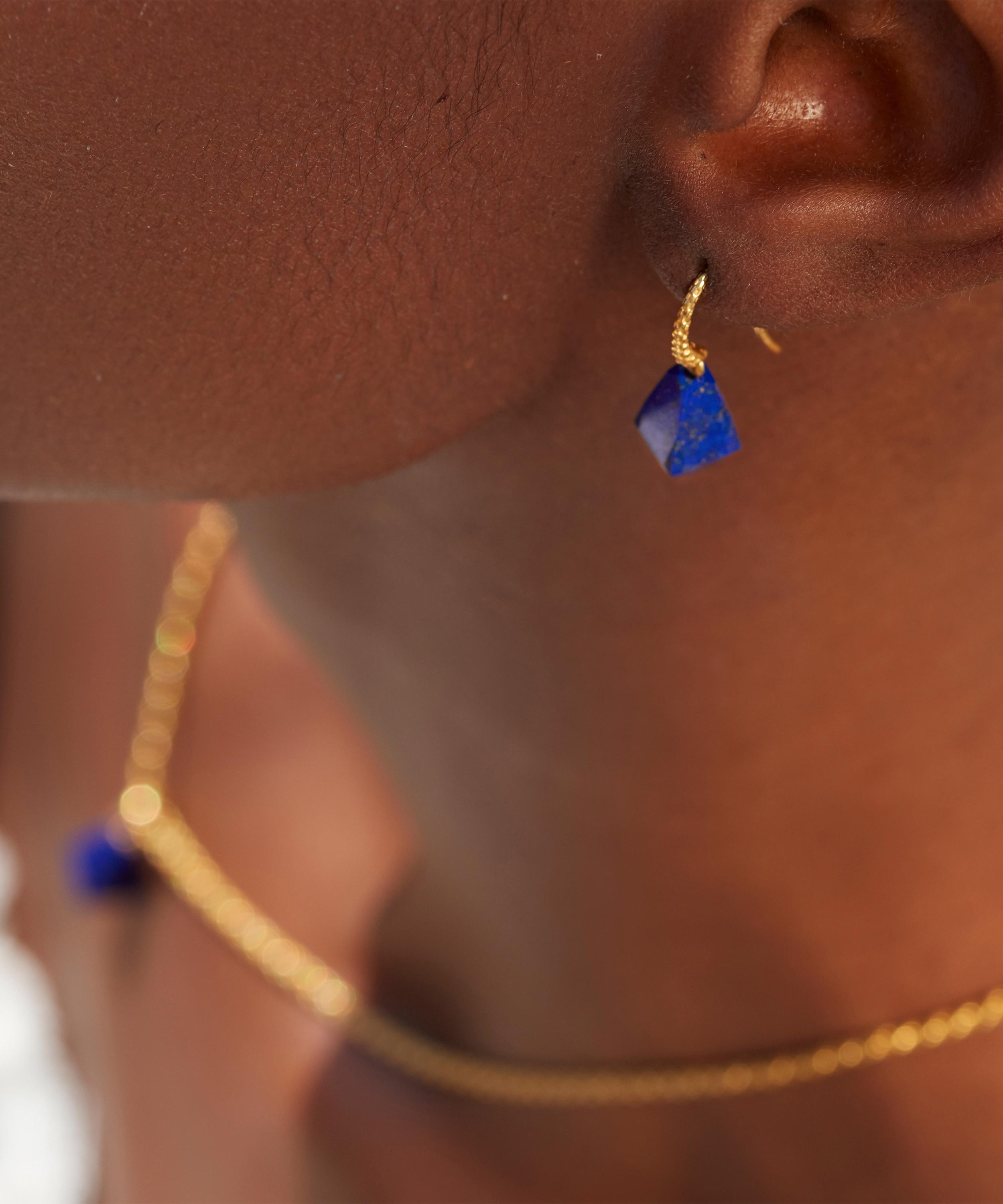 Monica Vinader - 18ct Gold Plated Vermeil Silver Lapis Wire Drop Earrings image number 1