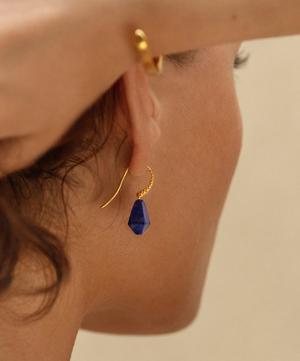 Monica Vinader - 18ct Gold Plated Vermeil Silver Lapis Wire Drop Earrings image number 2